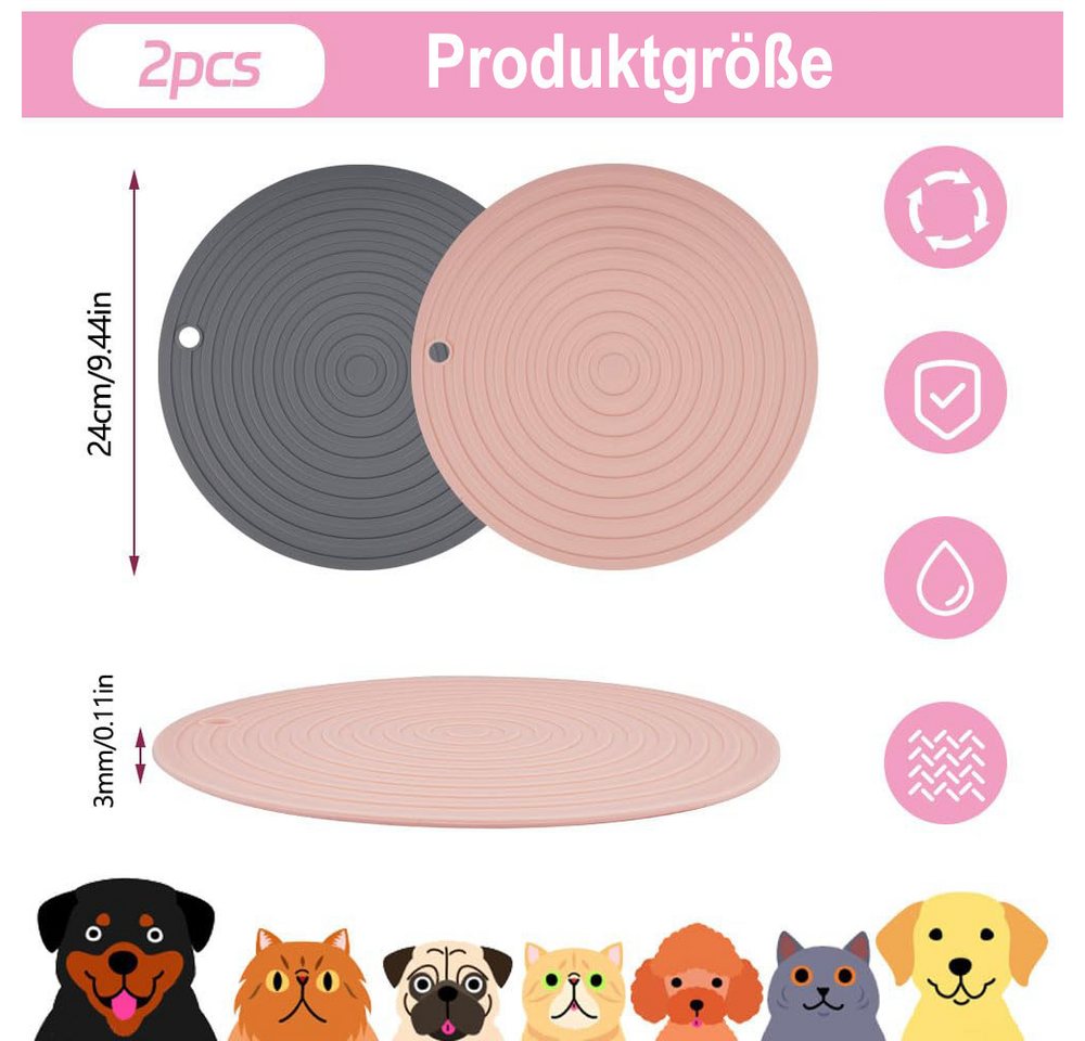 Srvillg Napfunterlage Packung mit 2 Futtermatten für Hunde und Katzen, Hundeschüssel-Matte, 2-St., Katzenschüssel-Matte aus Silikon, Futtermatte für Hund und Katze Bild 5