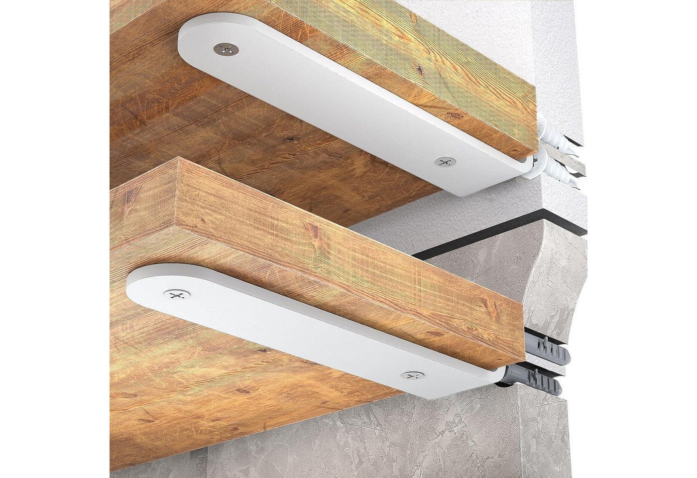 LuxusKollektion Wandregalhalter Regalträger 20 cm Schwerlast 70 kg weiß 6 Stück 20cm-6pack White