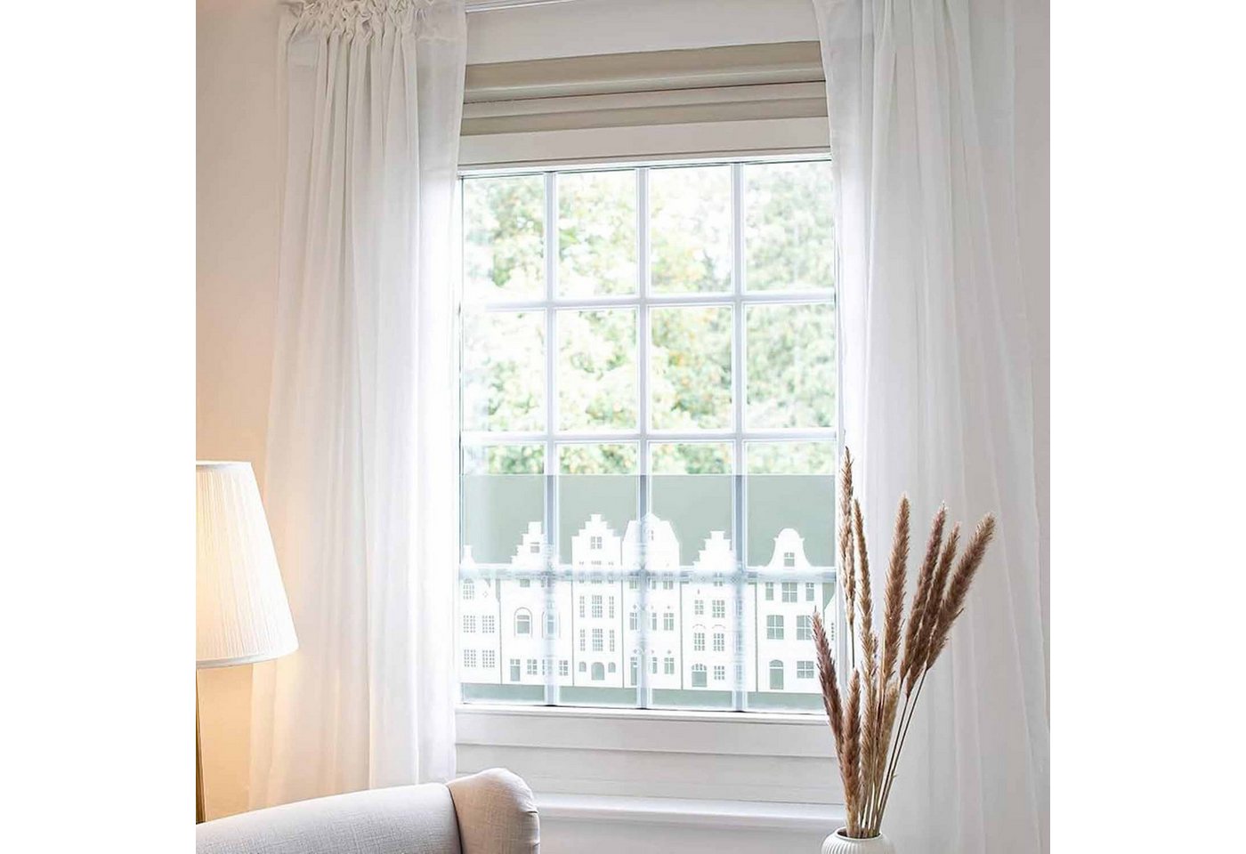 d-c-fix Fensterfolie New Haven - Sichtschutzfolie selbsthaftend Deko Folie Fenster innen, Statisch haftend - rückstandslos entfernbar und wiederverwendbar