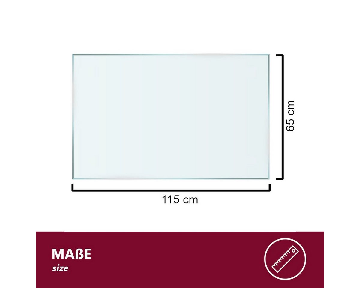 HOOZ Bodenschutzplatte aus 6mm ESG 115x65cm, rechteckige Funkenschutz Fasettenschliff Klar, Kamin Glas, 1-St., belastbare Glasauflage, Glasplatte, Schutzglas, Bodenschutzglas für Kamin, Ofen und Boden Bild 4