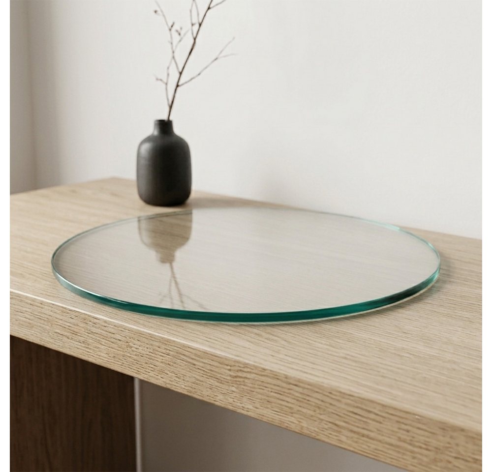 LebensWohnArt Tischplatte Glasplatte TERRY 60cm Rund 8mm Gehärtetes Glas