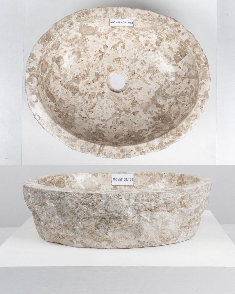 wohnfreuden Aufsatzwaschbecken Erosi Marmor Waschbecken 50 cm creme (Kein Set), 125881_MCaM79.163 Bild 2