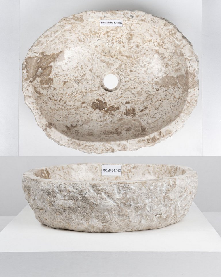 wohnfreuden Aufsatzwaschbecken Erosi Marmor Waschbecken 50 cm creme (Kein Set), 125881_MCaM79.163 Bild 3