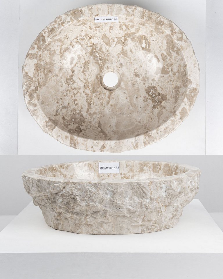 wohnfreuden Aufsatzwaschbecken Erosi Marmor Waschbecken 50 cm creme (Kein Set), 125881_MCaM79.163 Bild 5