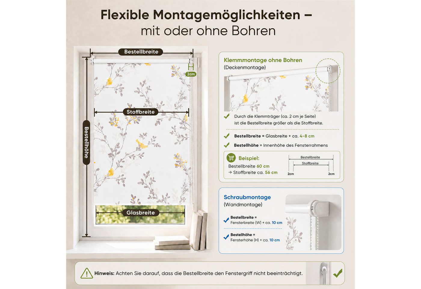 Rollo Seitenzugrollo Verdunkelungsrollo ohne Bohren verdunkelnd Rollo, Sekey, Klemmfix, Klemmfix, Trendiges Rollo Verdunkelung mit Vogel gelb auf weiss – NEUHEIT
