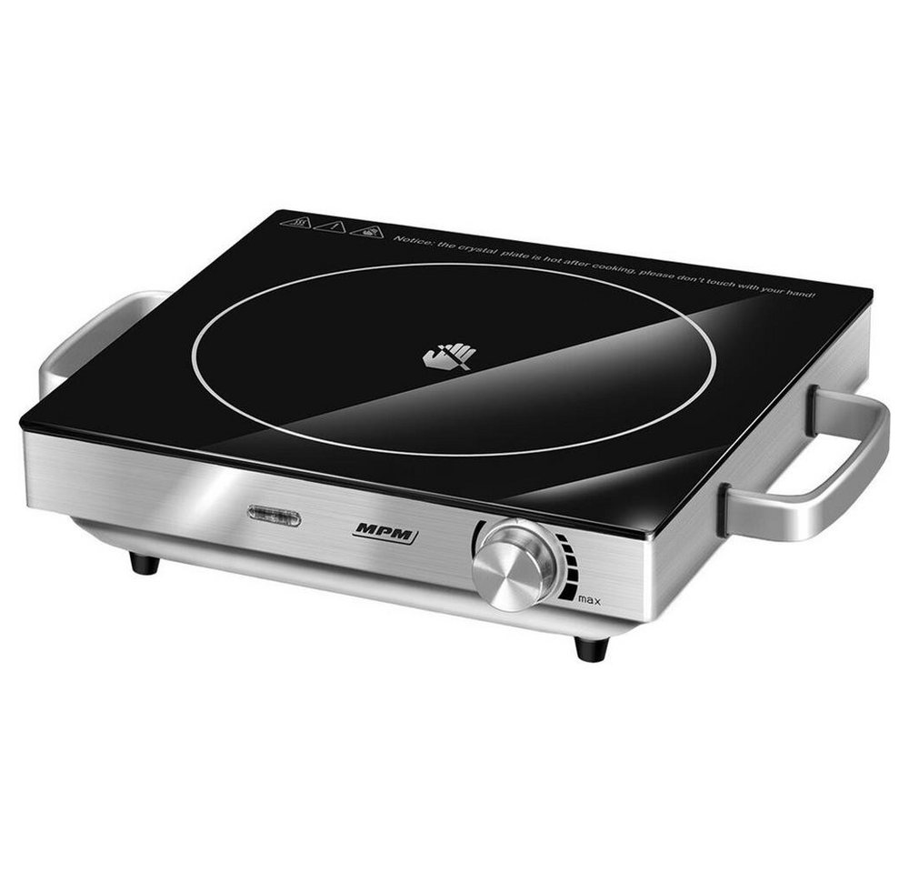 MPM Einzel-Induktionskochplatte MPM MKE-22 Einzelkochplatte HiLight 2000 W, 21 cm Kochzone, stufenlos regelbar, Überhitzungsschutz