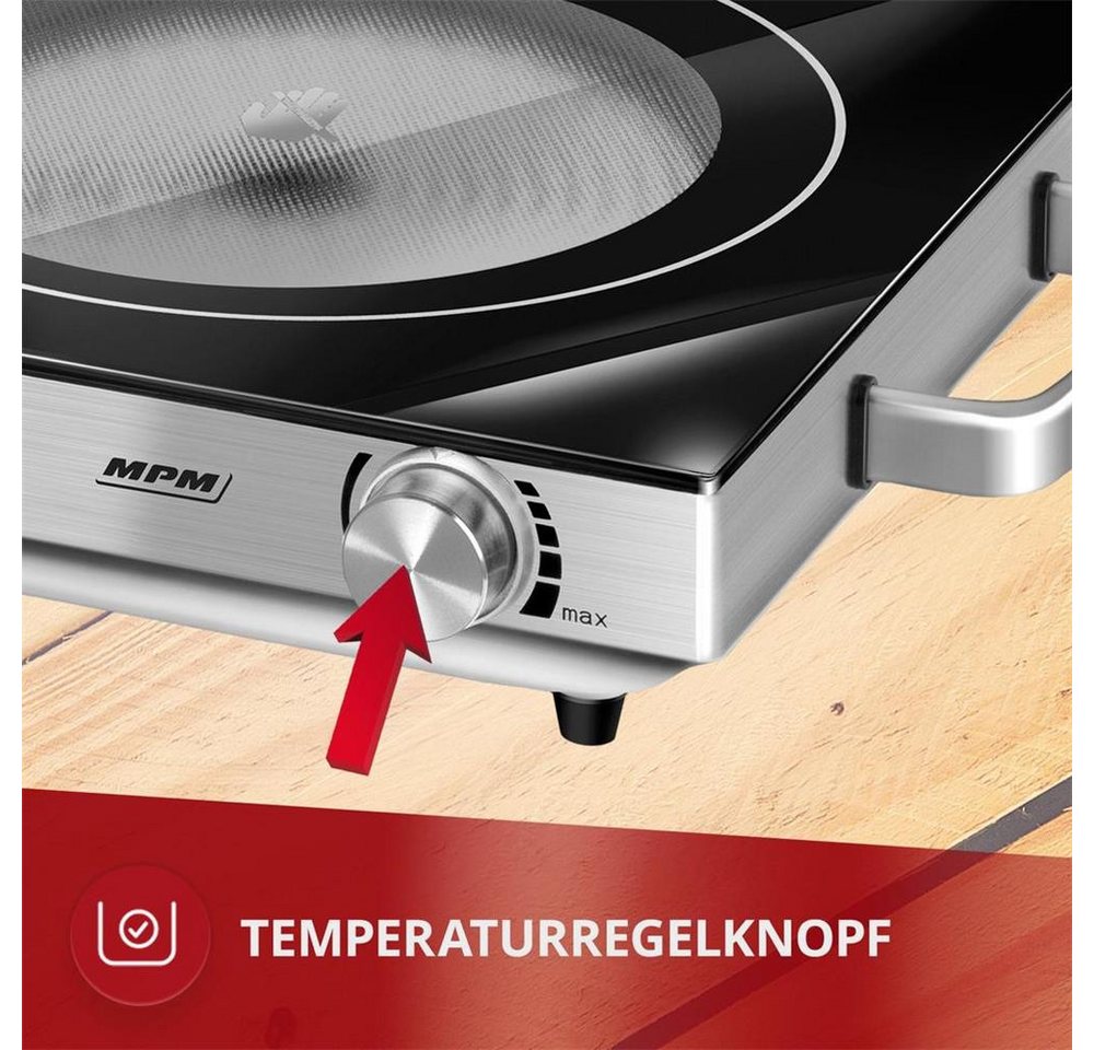 MPM Einzel-Induktionskochplatte MPM MKE-22 Einzelkochplatte HiLight 2000 W, 21 cm Kochzone, stufenlos regelbar, Überhitzungsschutz Bild 5