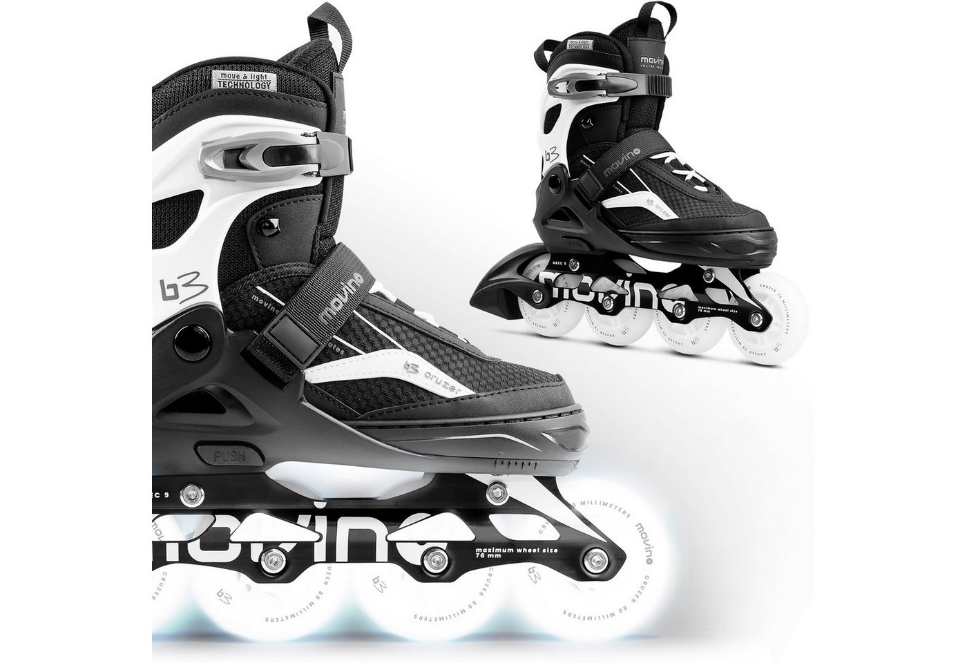 Movino Inlineskates MOVINO CRUZER B3 leuchtende LED-Rollen ABEC9 Aluminium Bild 3