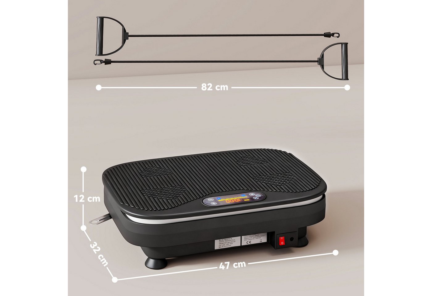 SPORTNOW Heimtrainer mit 99 Intensitätsstufen, 3 Vorprogramm, Lichtern, Bluetooth (Vibrationsplatte, 1-tlg., Rüttelplatte), mit LED-Anzeige, Schwarz Bild 3