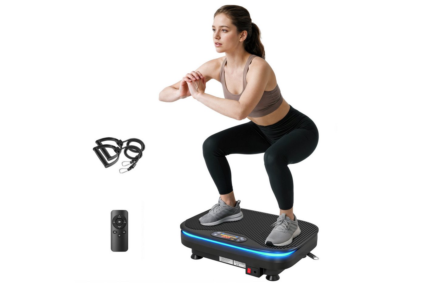 SPORTNOW Heimtrainer mit 99 Intensitätsstufen, 3 Vorprogramm, Lichtern, Bluetooth (Vibrationsplatte, 1-tlg., Rüttelplatte), mit LED-Anzeige, Schwarz Bild 4