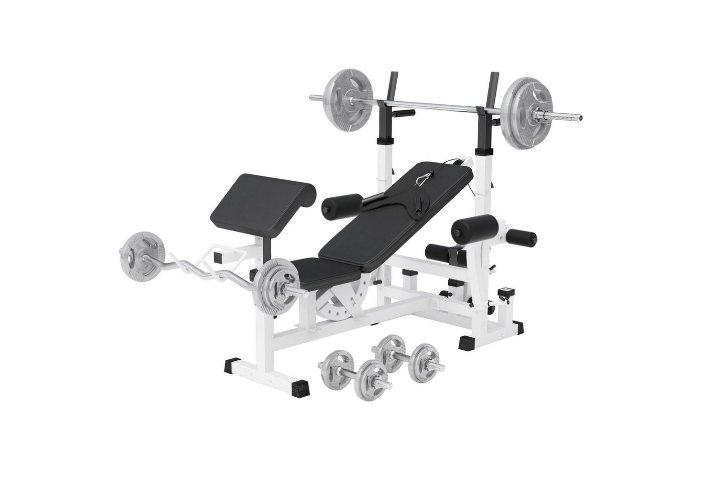 GORILLA SPORTS Hantelbank Kraftstation Gusseisen Gripper 108 kg, (31-tlg)