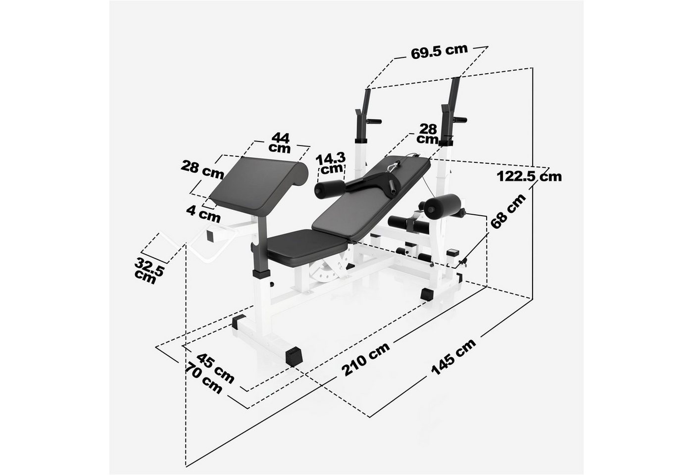 GORILLA SPORTS Hantelbank Kraftstation Gusseisen Gripper 108 kg, (31-tlg) Bild 2
