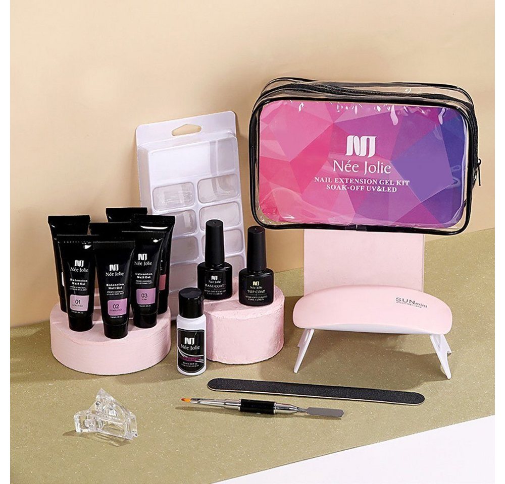 KINSI Lichthärtungsgerät Nagellack-Set 15ml 7 Farben Nagelverlängerung Set 16 Stück, Inclusief nagelwerkzeuge, nagellampen Bild 2