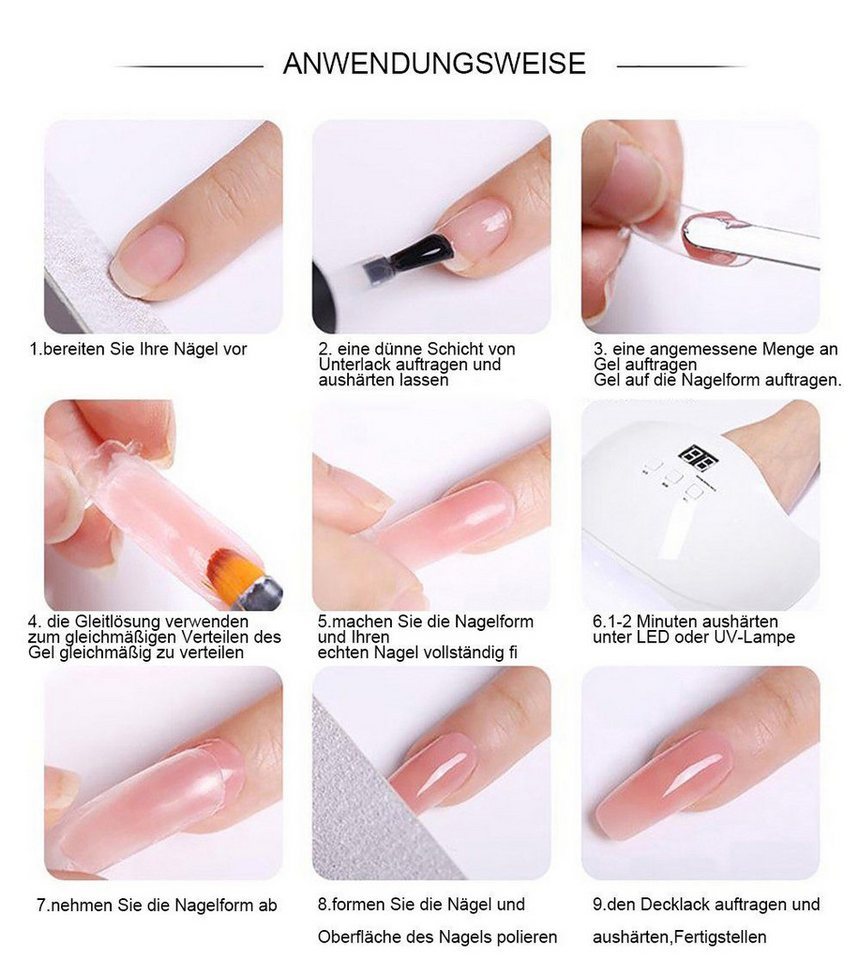 KINSI Lichthärtungsgerät Nagellack-Set 15ml 7 Farben Nagelverlängerung Set 16 Stück, Inclusief nagelwerkzeuge, nagellampen Bild 4