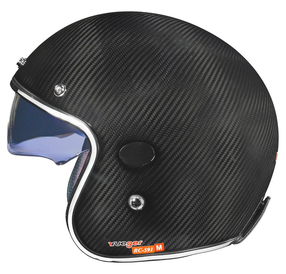 rueger-helmets Motorradhelm RC-591 Carbon Jethelm Motorradhelm Chopper Café Racer Sonnenvisier BobberRC-591 Carbon S