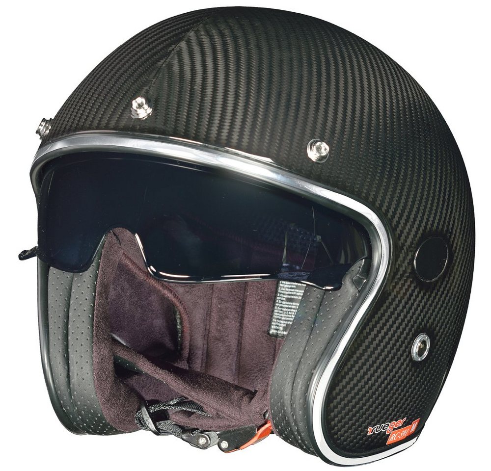 rueger-helmets Motorradhelm RC-591 Carbon Jethelm Motorradhelm Chopper Café Racer Sonnenvisier BobberRC-591 Carbon S Bild 3