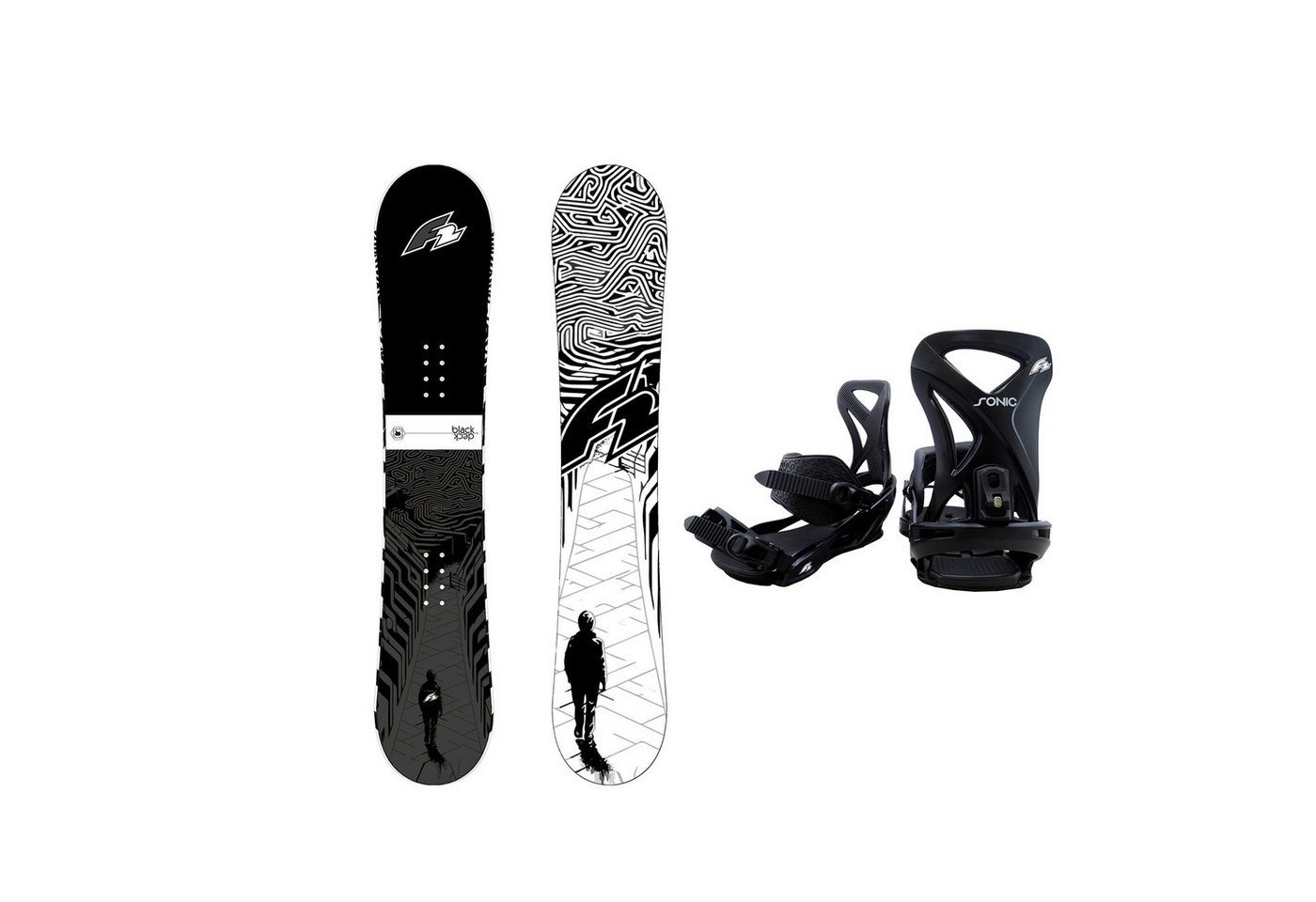 F2 Snowboard F2 Set Snowboard Blackdeck Schwarz/Weiss 161cm + Sonic Pro Bindung L Bild 4