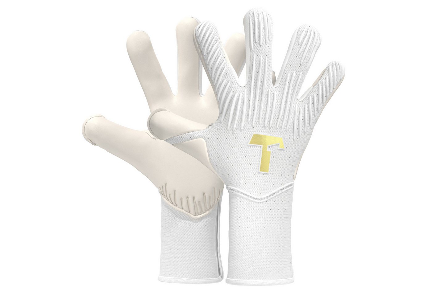 T1TAN Torwarthandschuhe Erwachsene Rebel White-Out mit Fingerschutz