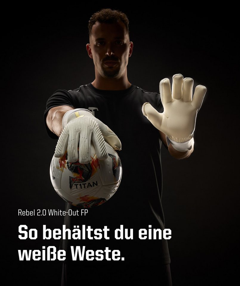 T1TAN Torwarthandschuhe Erwachsene Rebel White-Out mit Fingerschutz Bild 5