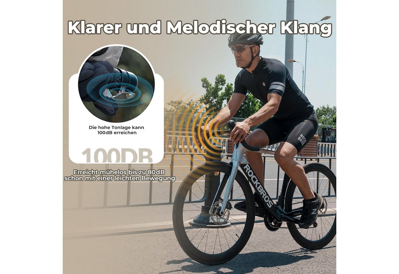 ROCKBROS Fahrradklingel 2in1 Klingel-Lenkerstopfen für Rennrad Dropbar 22,2mm Bild 4