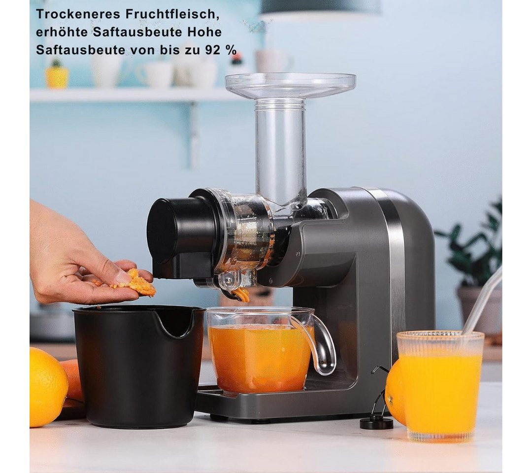 Diyarts Slow Juicer, 200,00 W, Ruhiger Motor & Umkehrfunktion, Sanfter Druck & langsame Rotation Bild 4