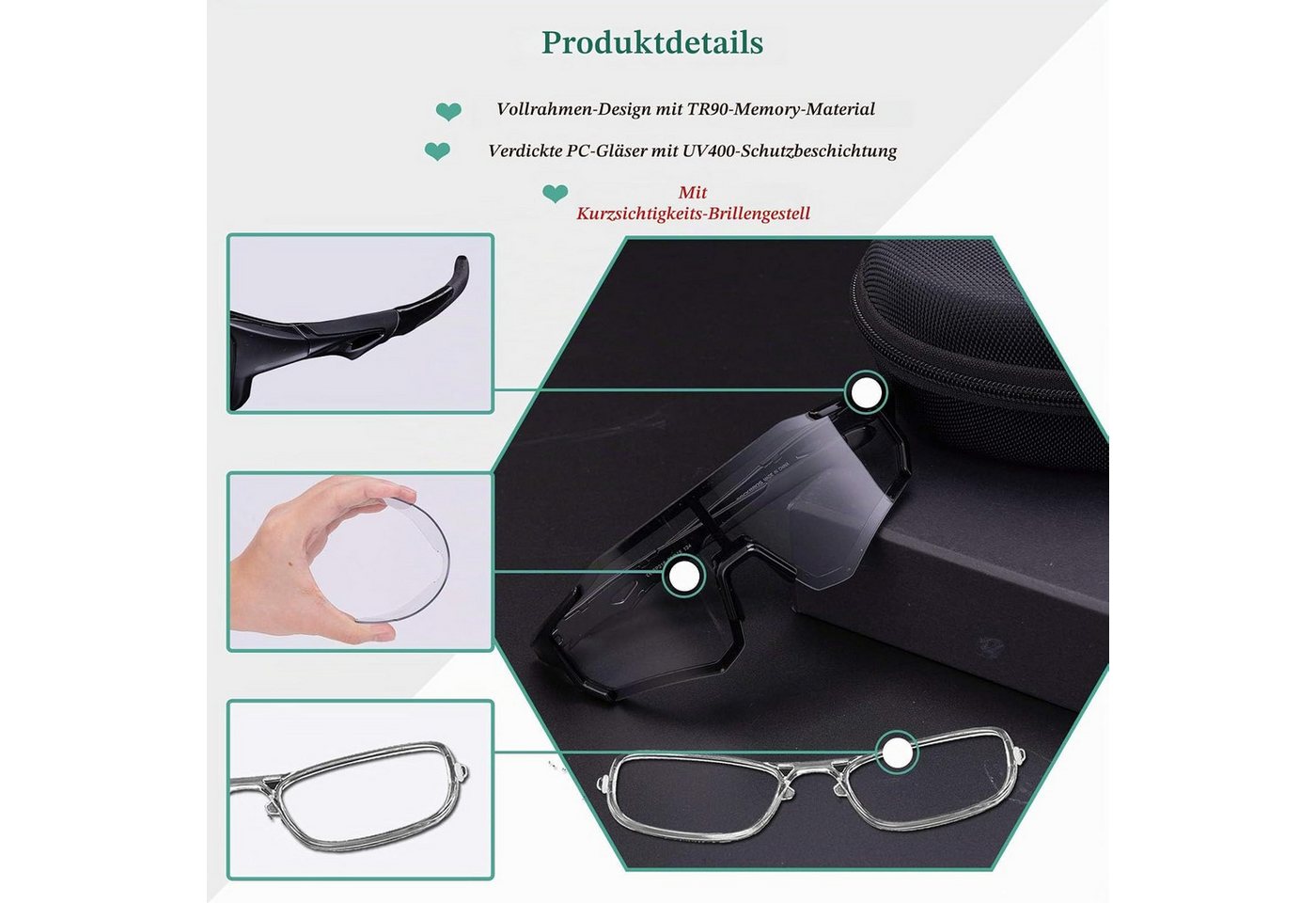 ROCKBROS Fahrradbrille Selbsttönende Fahrradbrille für MTB in Schwarz/Rot Bild 2