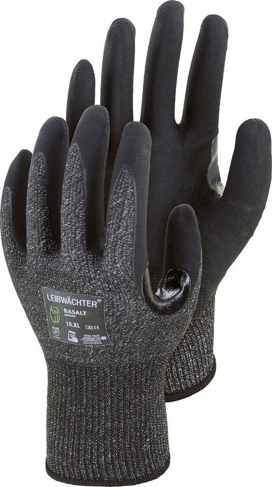 Leibwächter Arbeitshandschuhe 6 Paar / 12 Paar Nitril Montagehandschuhe inkl. Touch-Funktion BASALT atmungsaktiv, latexfrei mit Spandex