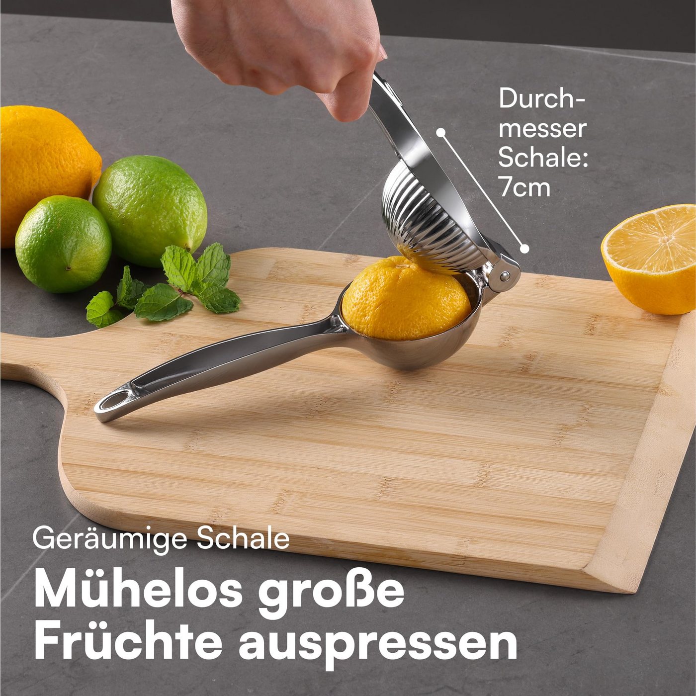 H&S Zitruspressenaufsatz H&S Zitronenpresse manuell, Handpresse für Zitronen und Limetten