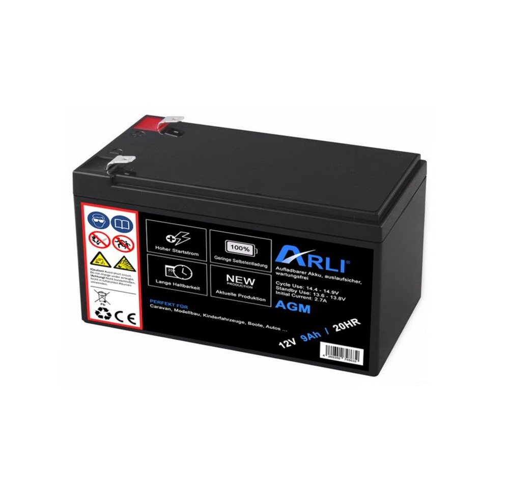 ARLI AGM Blei Akku 12V 9Ah 20HR Batterie 9000 mAh Glasfaservlies Bleiakku Bleiakkus 9000 mAh (12 V, 1 St) Bild 2