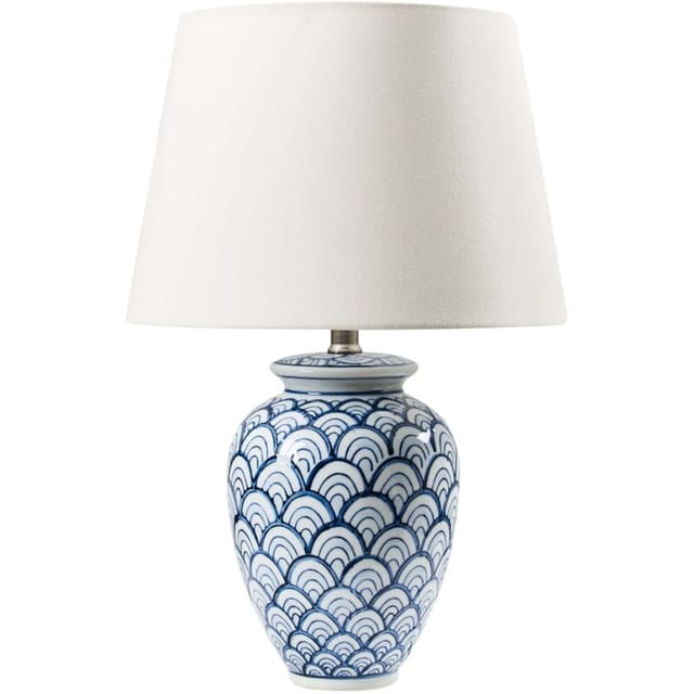 Tischlampe JAUCA Porzellan Weiß / Blau