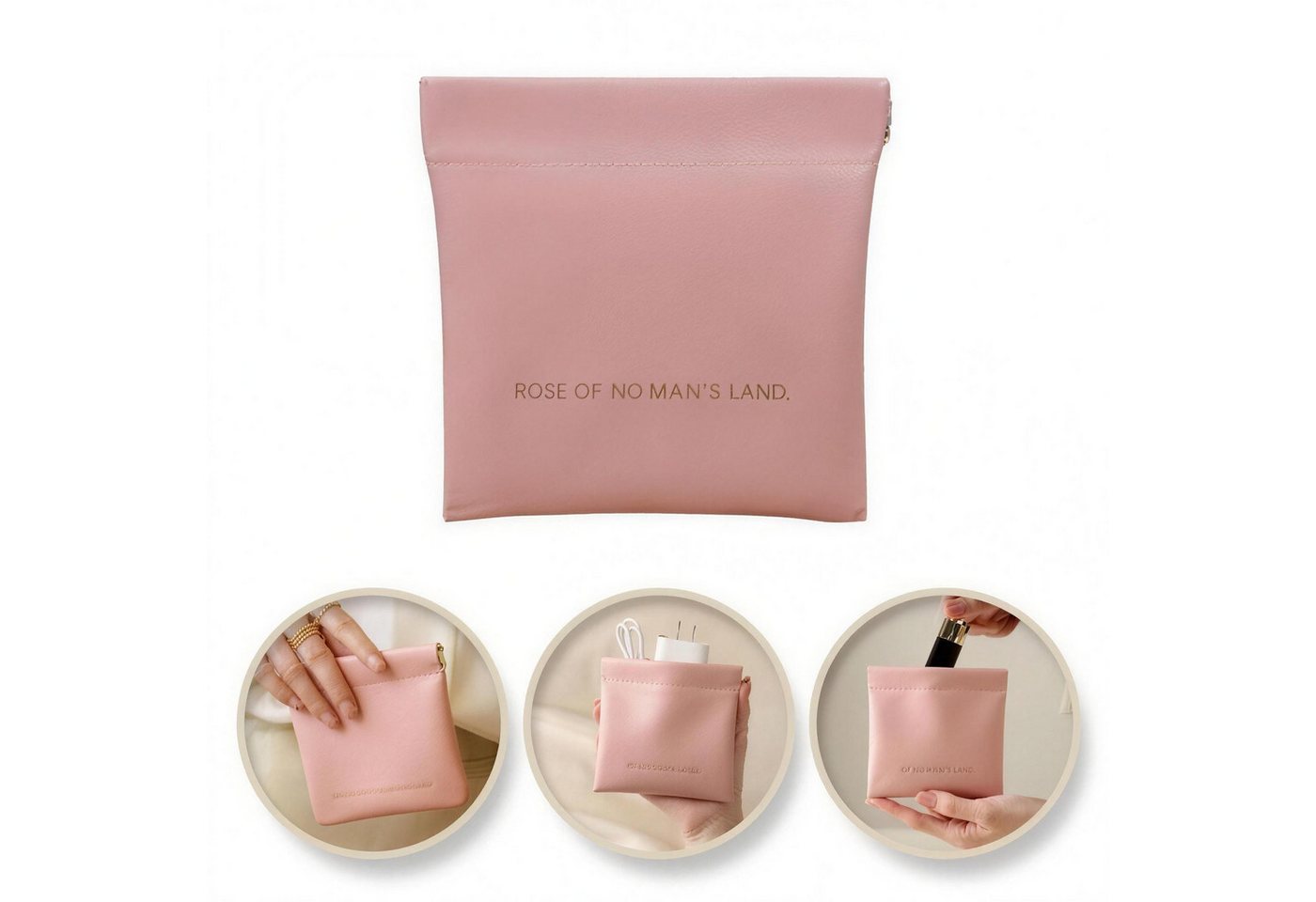 H-basics Kosmetiktasche Tampon Binden Etui 13x13 cm Rosa Snap-Verschluss Bild 4