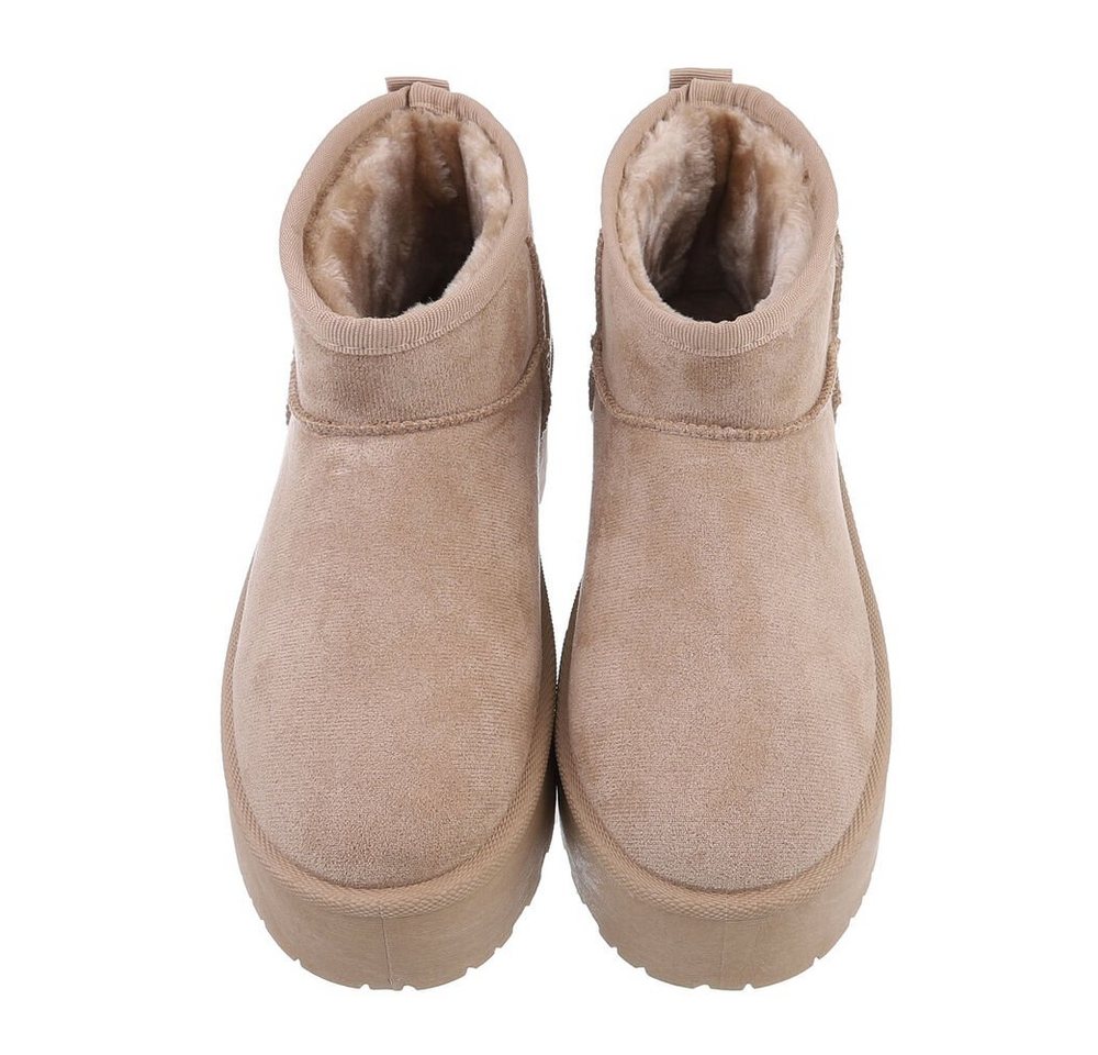 Ital-Design Damen Snowboots Freizeit Snowboots Plateaustiefeletten Snowboots (84338262) Flach Plateaustiefeletten in Hellbraun Bild 2