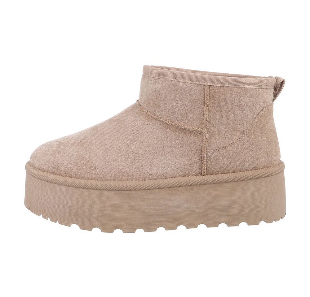 Ital-Design Damen Snowboots Freizeit Snowboots Plateaustiefeletten Snowboots (84338262) Flach Plateaustiefeletten in Hellbraun Bild 3