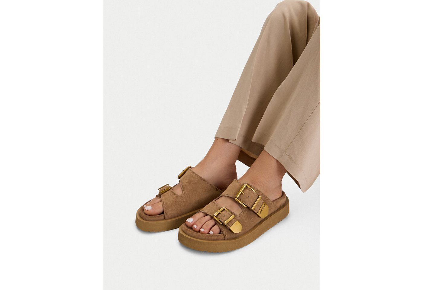 Badura Badura Damen Flip-Flops Beige Badepantolette Bild 2