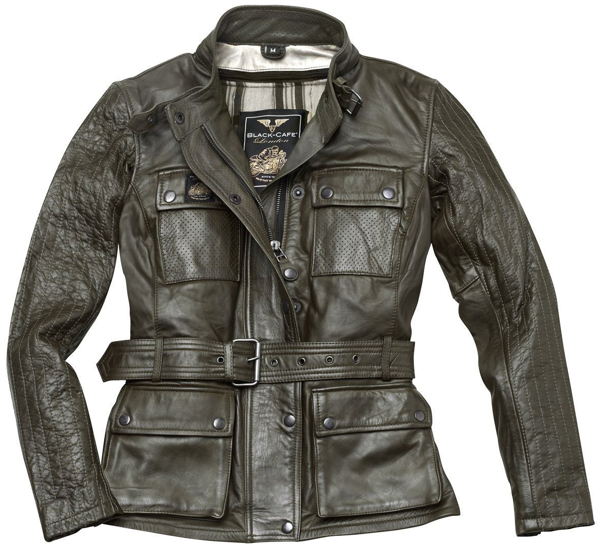 Black-Cafe London Motorradjacke Madrid Damen Motorrad Lederjacke herausnehmbares Innenfutter