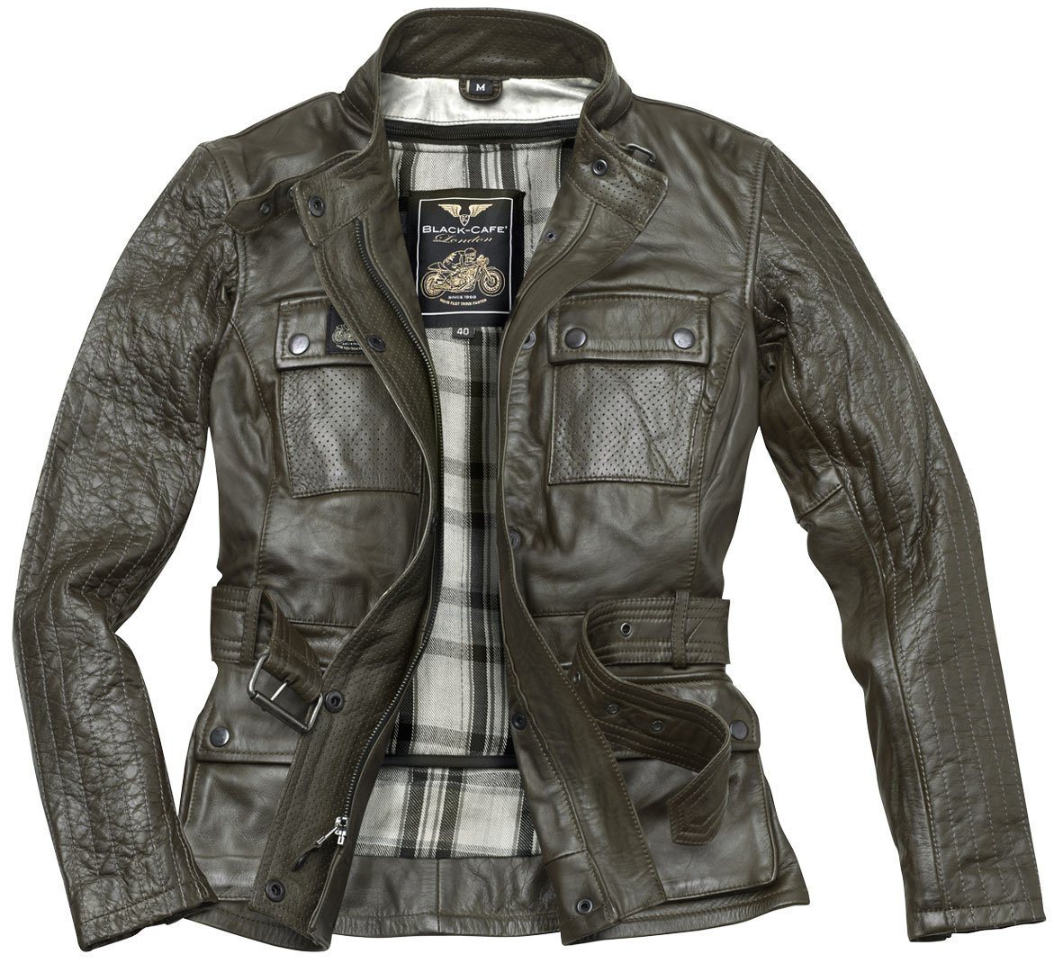 Black-Cafe London Motorradjacke Madrid Damen Motorrad Lederjacke herausnehmbares Innenfutter Bild 3