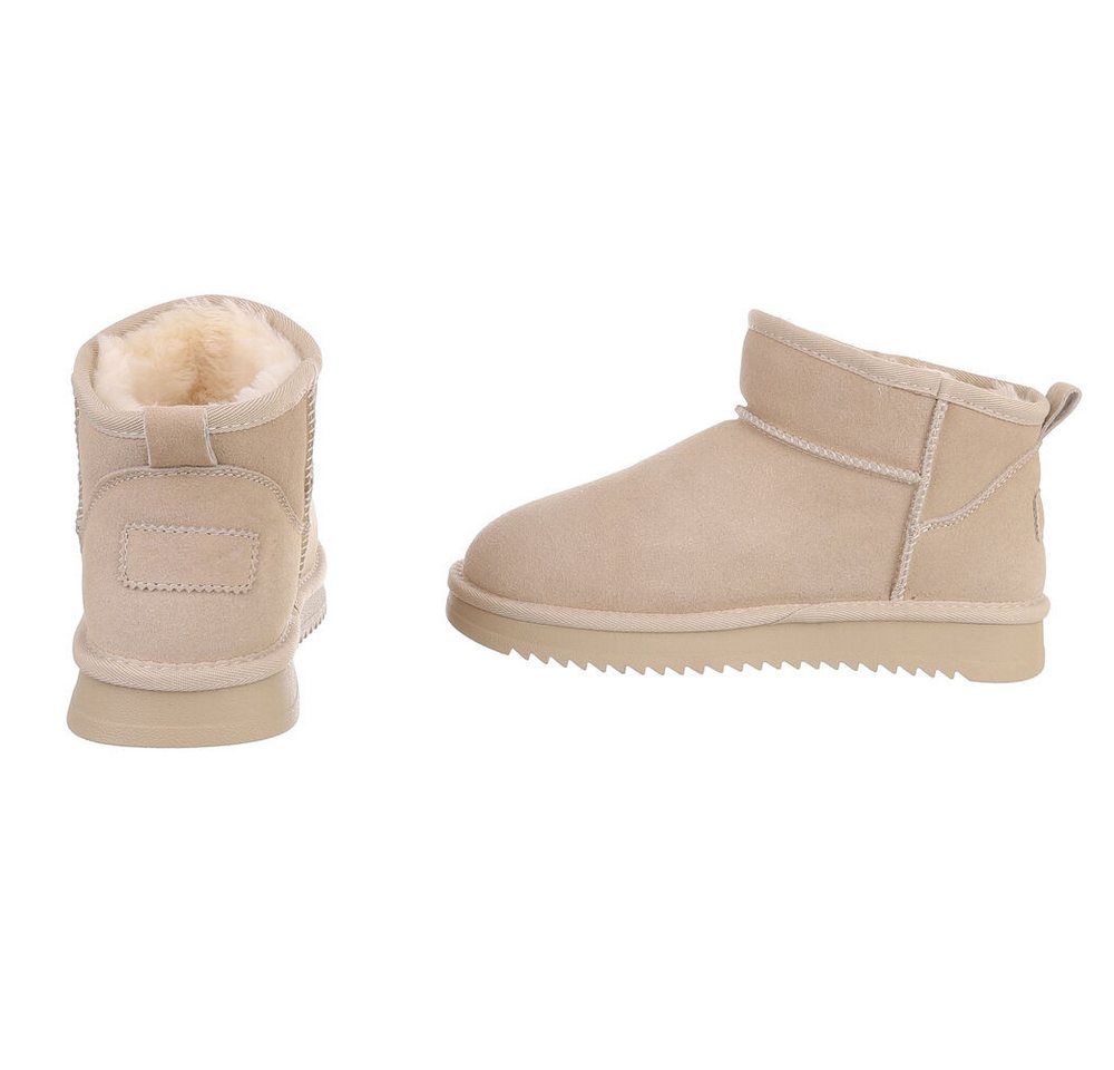 Ital-Design Damen Leder Slip-On Stiefelette mit Profilsohle Snowboots (92214553) Flach Flache Stiefeletten in Beige Bild 5