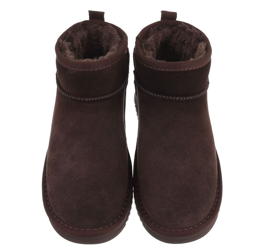 Ital-Design Damen Leder Slip-On Stiefelette mit Profilsohle Snowboots (92214541) Flach Flache Stiefeletten in Braun Bild 2