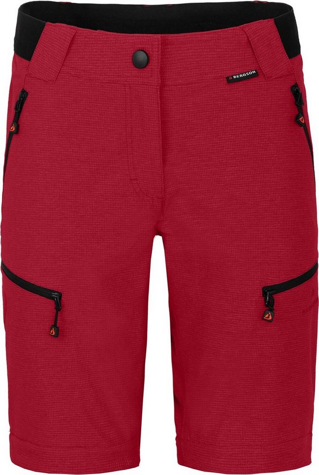 Bergson Outdoorhose PORI Doppel Zipp-Off mit T-ZIPP Damen Wanderhose, robust elastisch, Langgrößen, rot