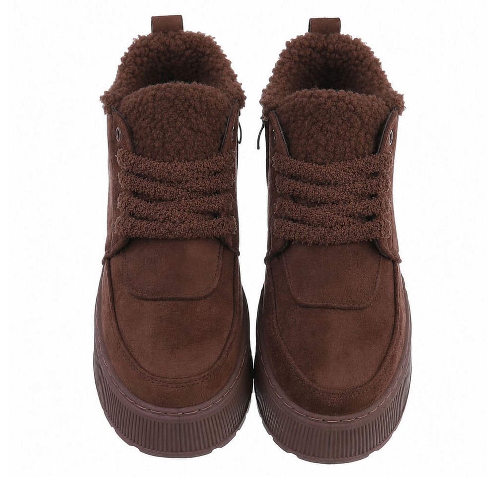 Ital-Design Modische Sneaker mit kuscheliger Fütterung für Damen Snowboots (90458034) Keilabsatz/Wedge Stiefeletten in Braun Bild 3