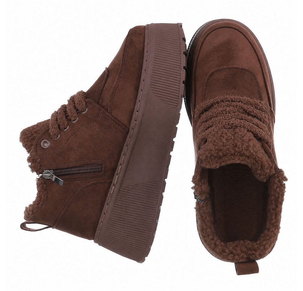 Ital-Design Modische Sneaker mit kuscheliger Fütterung für Damen Snowboots (90458034) Keilabsatz/Wedge Stiefeletten in Braun Bild 5
