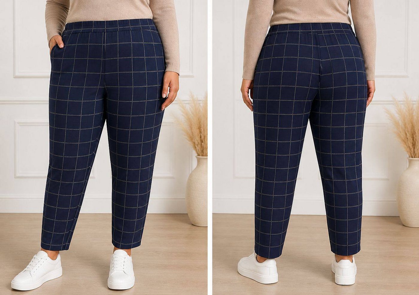 UP2FASHION Jogger Pants Up2Fashion Plus Size Damen Joggpants bequme Hose Dunkelblau 56-58 (Einzelartikel, 1-tlg) Tapered Fit & elastischer Bund