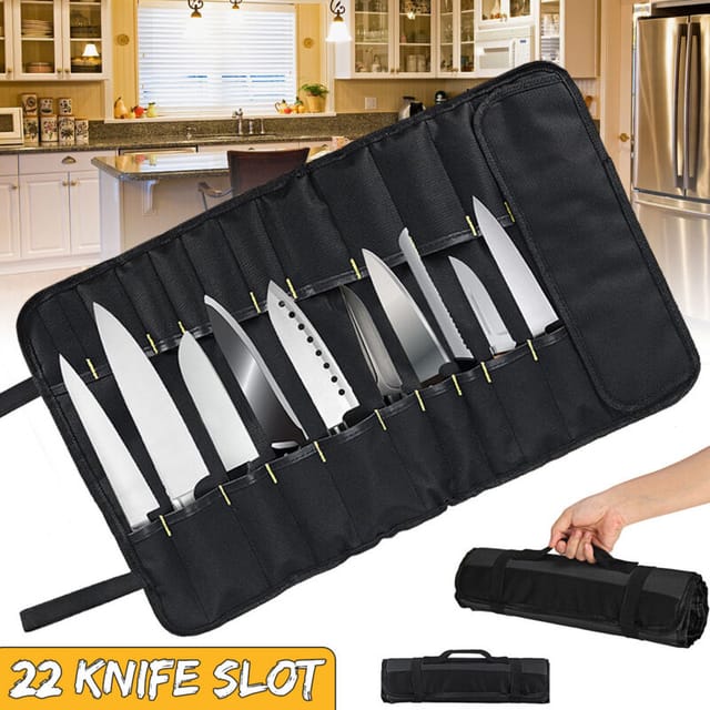 Rolltasche für Kochmesser, tragbare Aufbewahrungstasche für Küchenmesser, Tragetasche mit Schultergurt - Ahlsen