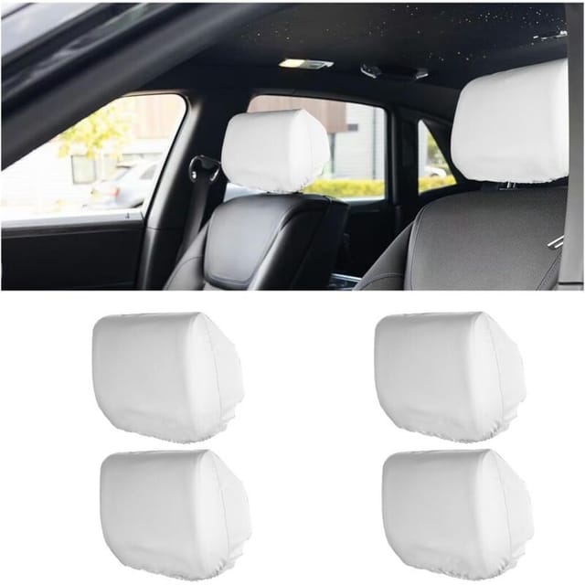 4 Pièces Housse D'Appui-tête De Voiture, Housse D'Appui-tête Lavable Et Anti-poussière, Housse De Protection Pour Appui-tête Respirante, Pour Véhicules(blanc) - Lntyq