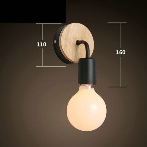 2er Set Wandleuchten Innen Metall Und Holz Wandlampen E27 Wandbeleuchtung Für Schlafzimmer, Badezimmer (schwarz)