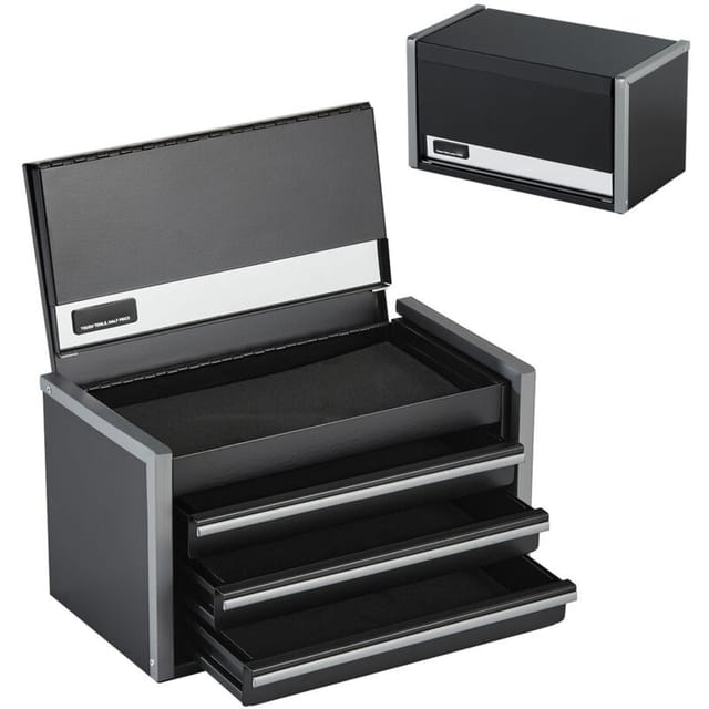 Mophorn Werkzeugkasten Aus Metall – 8,6 Zoll, Tragbar, Mit 3 Schubladen, Robuster Stahl, Eva-innenmaterial, Pp-füße, Kugellageröffnung, Pulverbeschichtung, Schwarz