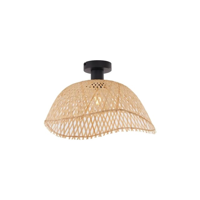 Art-Deco-Deckenleuchte Schwarz mit Naturbambus 40cm - Alka