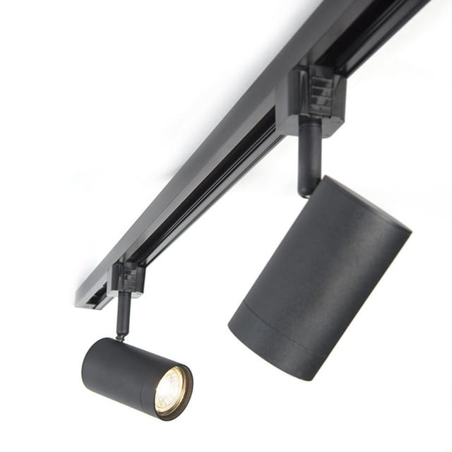 Modernes Schienensystem mit 6 schwarzen Strahlern 1-phasig 300cm - Iconic Jeana