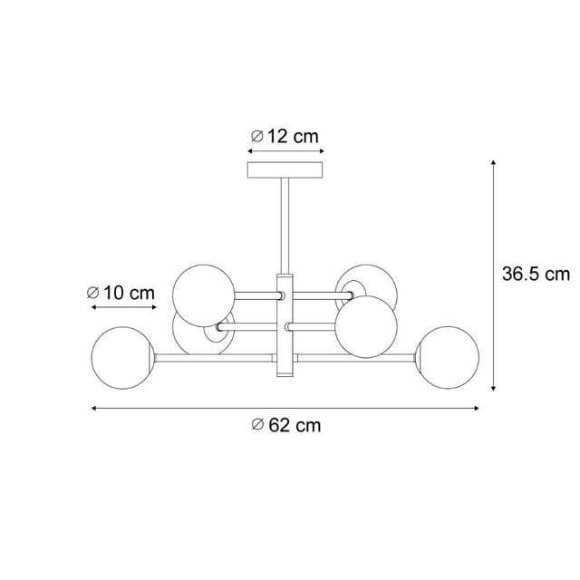 Moderne Deckenleuchte Messing mit bernsteinfarbenem Glas 6-flammig - Ryan