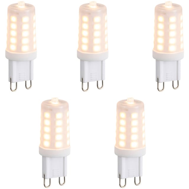 5er Set dimmbarer G9 LED-Lampen Opal 3W 250lm 2200K